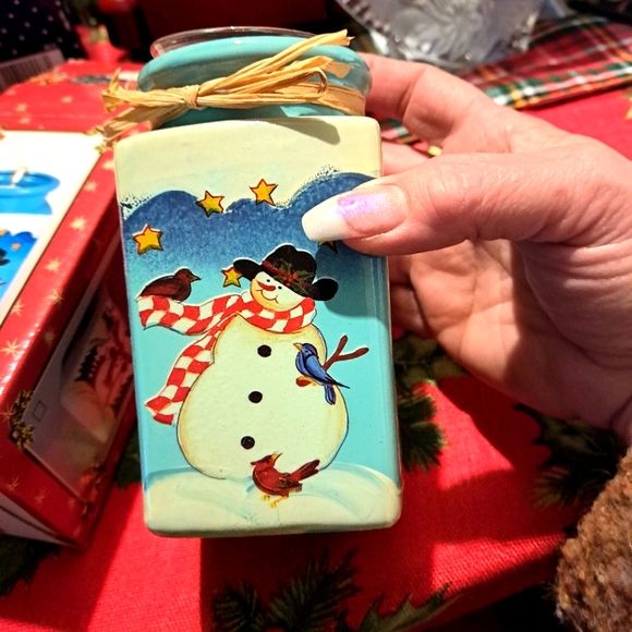 🌲Vintage Snowman jar/candleholder in original box MAYRICH CO - Picture 2 of 6